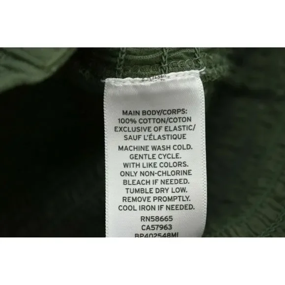 BP Womens Smocked Off the Shoulder Top Short Sleeve Stretchy Knit Cotton Green L - Picture 6 of 6